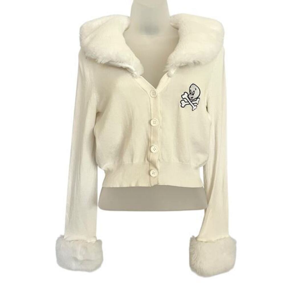 Dolls Kill x Hot Stuff Casper Friendlier Than Most White Faux Fur Cardigan Top